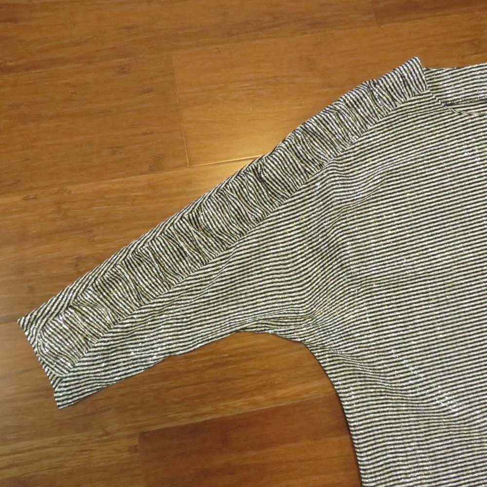 Vintage Lame Top Sliver Black Disco Era Size Small